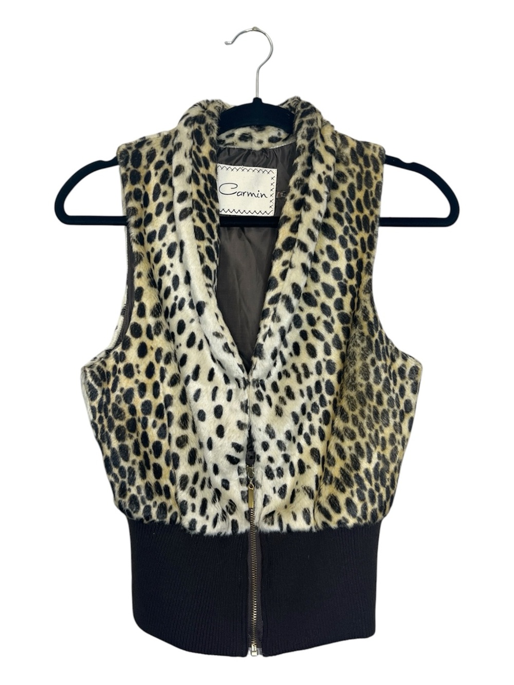 Cheetah Leopard Print Faux Fur and sweater Knit Vest size Medium